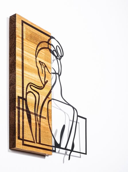 Πίνακας από ξύλο και μέταλλο Woman Μαύρο 39x3x50 cm