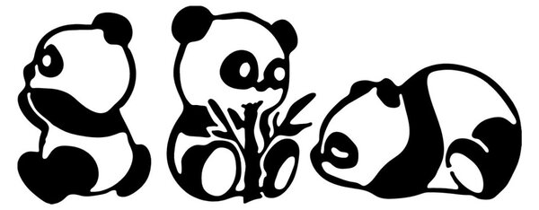 Μεταλλικός πίνακας Pandas Μαύρο 18x26 cm