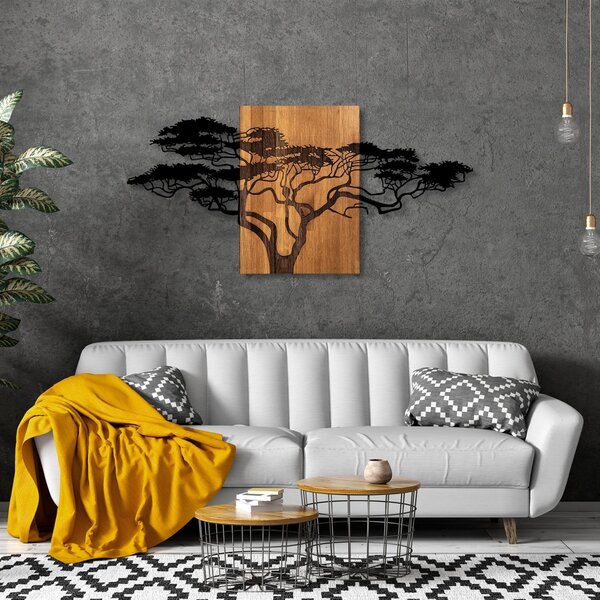 Πίνακας από ξύλο και μέταλλο Acacia Μαύρο 144x3x70 cm