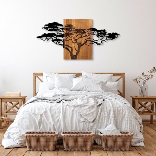 Πίνακας από ξύλο και μέταλλο Acacia Μαύρο 144x3x70 cm