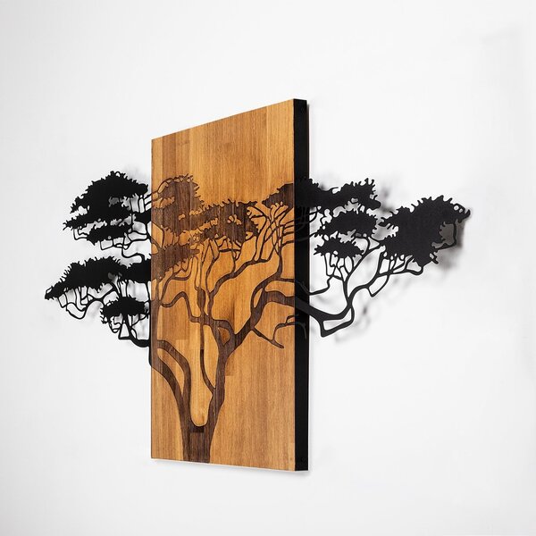 Πίνακας από ξύλο και μέταλλο Acacia Μαύρο 144x3x70 cm