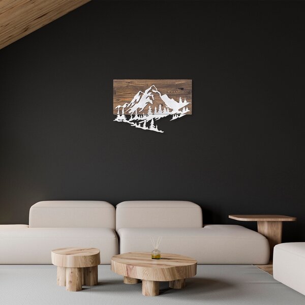 Πίνακας από ξύλο και μέταλλο Mountain Καρυδί 38x58 cm