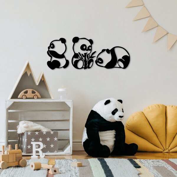 Μεταλλικός πίνακας Pandas Μαύρο 18x26 cm