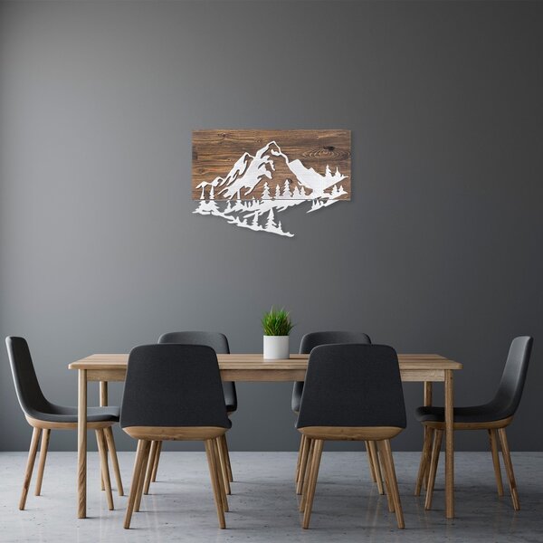 Πίνακας από ξύλο και μέταλλο Mountain Καρυδί 38x58 cm