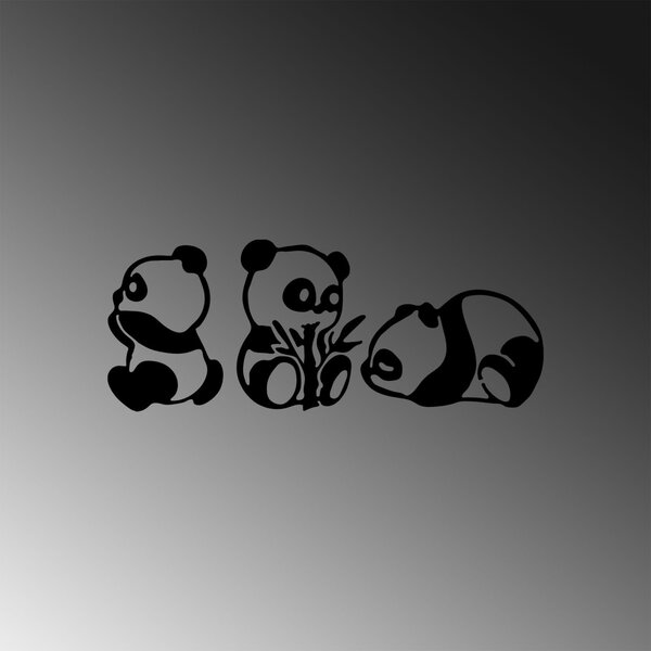 Μεταλλικός πίνακας Pandas Μαύρο 18x26 cm