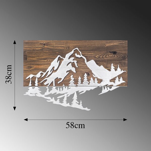 Πίνακας από ξύλο και μέταλλο Mountain Καρυδί 38x58 cm