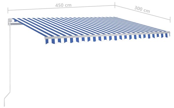 VidaXL Τέντα Αυτόματη με LED & Αισθητήρα Ανέμου Μπλε/Λευκό 4,5 x 3 μ