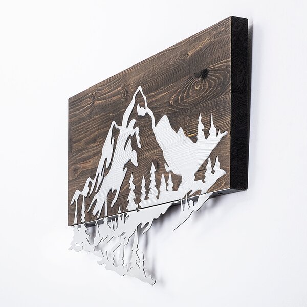 Πίνακας από ξύλο και μέταλλο Mountain Καρυδί 38x58 cm