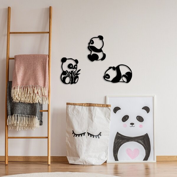 Μεταλλικός πίνακας Pandas Μαύρο 18x26 cm