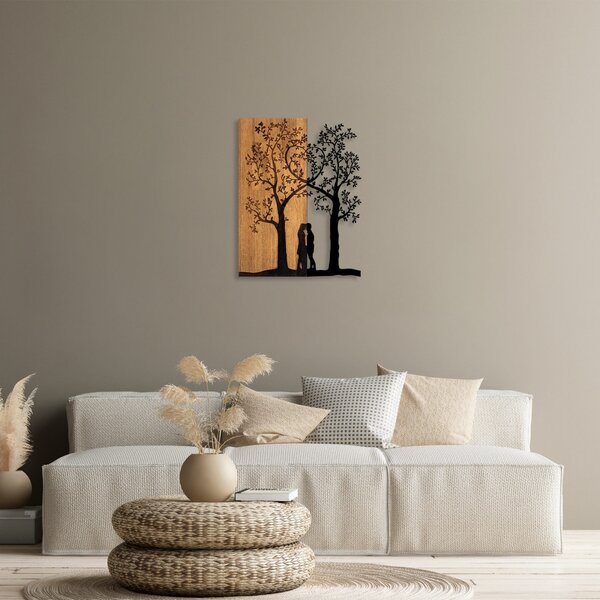 Πίνακας από ξύλο και μέταλλο Love Καρυδί 45x58 cm