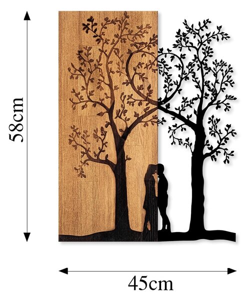 Πίνακας από ξύλο και μέταλλο Love Καρυδί 45x58 cm