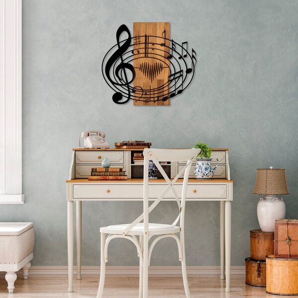 Πίνακας από ξύλο και μέταλλο Musical Καρυδί 58x67 cm