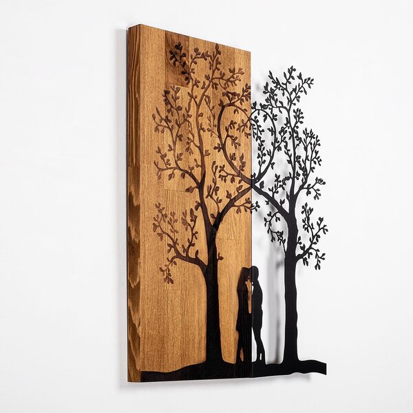 Πίνακας από ξύλο και μέταλλο Love Καρυδί 45x58 cm
