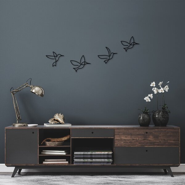 Μεταλλικός πίνακας Birds Μαύρο 18x21 cm
