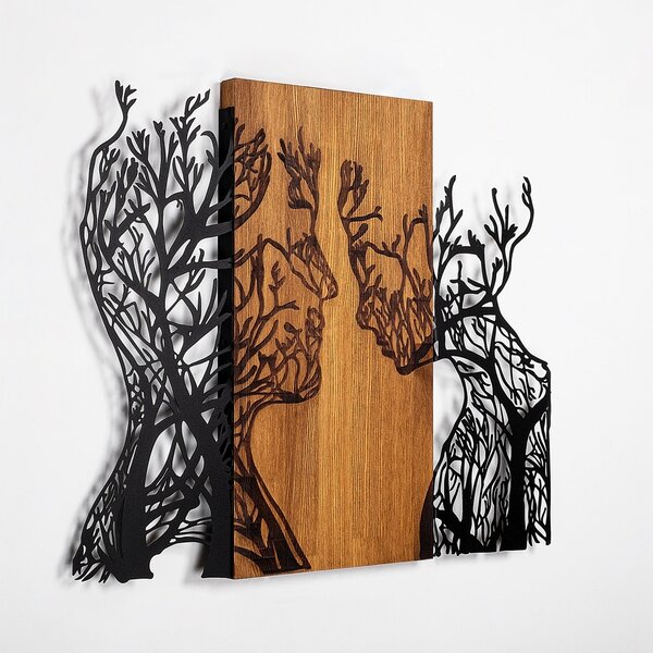 Πίνακας από ξύλο και μέταλλο Tree Καρυδί 58x70 cm