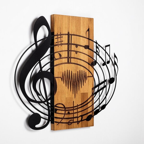 Πίνακας από ξύλο και μέταλλο Musical Καρυδί 58x67 cm