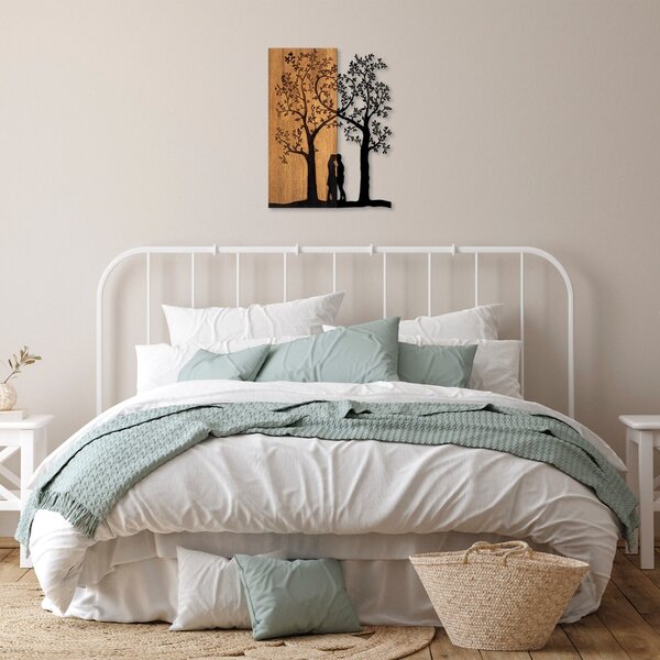 Πίνακας από ξύλο και μέταλλο Love Καρυδί 45x58 cm