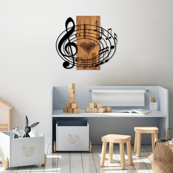 Πίνακας από ξύλο και μέταλλο Musical Καρυδί 58x67 cm