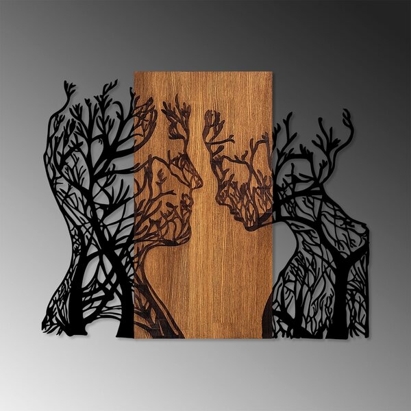 Πίνακας από ξύλο και μέταλλο Tree Καρυδί 58x70 cm