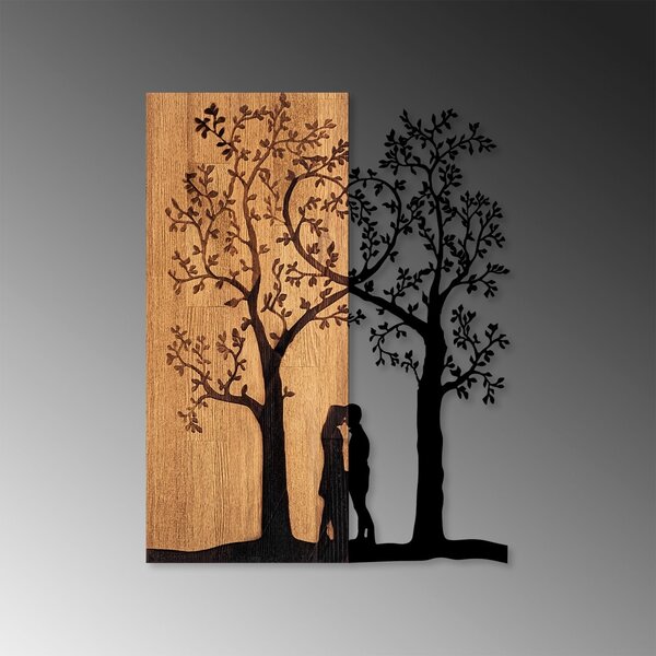Πίνακας από ξύλο και μέταλλο Love Καρυδί 45x58 cm