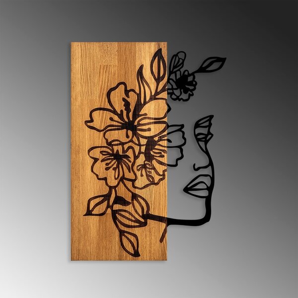 Πίνακας από ξύλο και μέταλλο Woman Καρυδί 41x58 cm