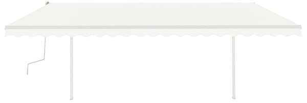VidaXL Τέντα Συρόμενη Χειροκίνητη με Στύλους Κρεμ 5 x 3,5 μ