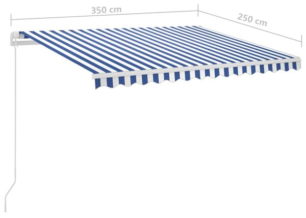 VidaXL Τέντα Συρόμενη Αυτόματη με Στύλους Μπλε / Λευκό 3,5x2,5 μ