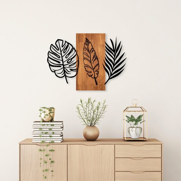 Πίνακας από ξύλο και μέταλλο Triple Καρυδί 58x80 cm