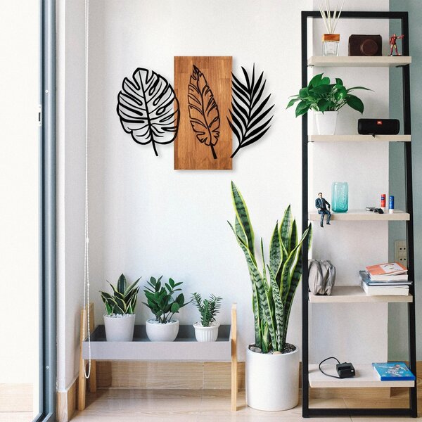 Πίνακας από ξύλο και μέταλλο Triple Καρυδί 58x80 cm