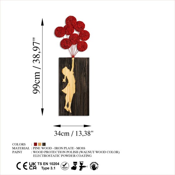 Πίνακας από ξύλο και μέταλλο Banksy Καρυδί 34x99 cm