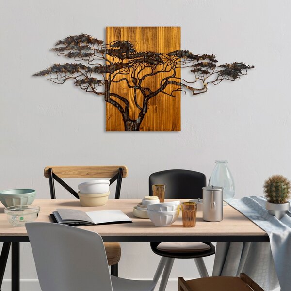 Πίνακας από ξύλο και μέταλλο Acacia Πολύχρωμο 144x70x3 cm