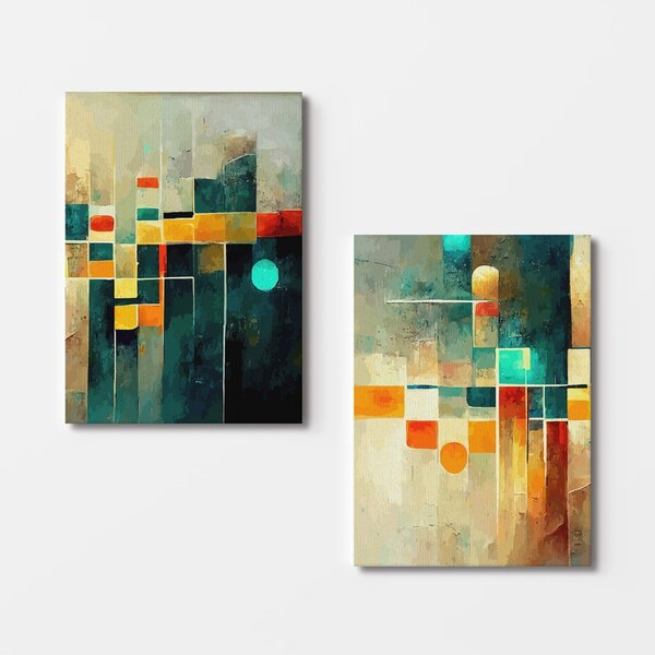 Πίνακας, σετ 2 τεμαχίων 2KNV4318 Πολύχρωμος 110x70 cm