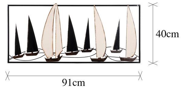 Μεταλλικός πίνακας Yelkenli Πολύχρωμος 40x91x5 cm