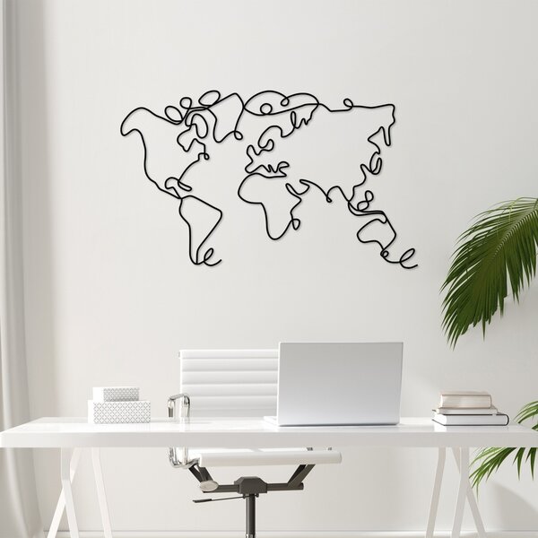 Μεταλλικός πίνακας World Μαύρο 120x70x1.5 cm