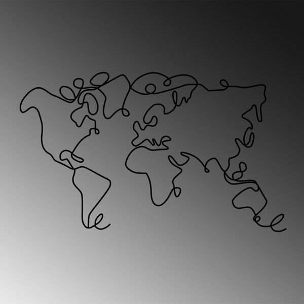 Μεταλλικός πίνακας World Μαύρο 120x70x1.5 cm