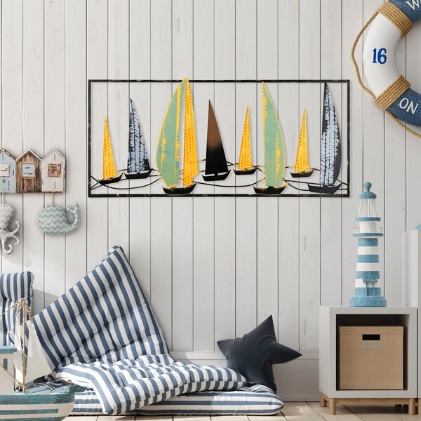 Μεταλλικός πίνακας Yelkenli Πολύχρωμος 40x90 cm