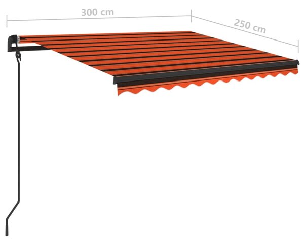 VidaXL Τέντα Συρόμενη Αυτόματη με Στύλους Πορτοκαλί / Καφέ 3 x 2,5 μ