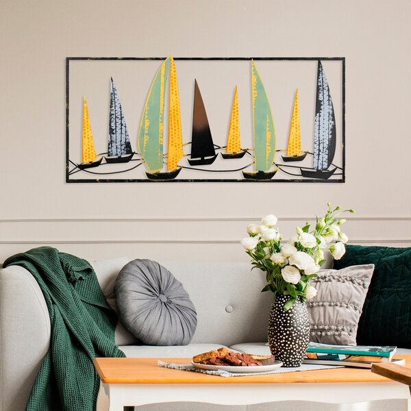 Μεταλλικός πίνακας Yelkenli Πολύχρωμος 40x90 cm