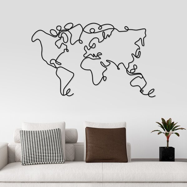Μεταλλικός πίνακας World Μαύρο 120x70x1.5 cm