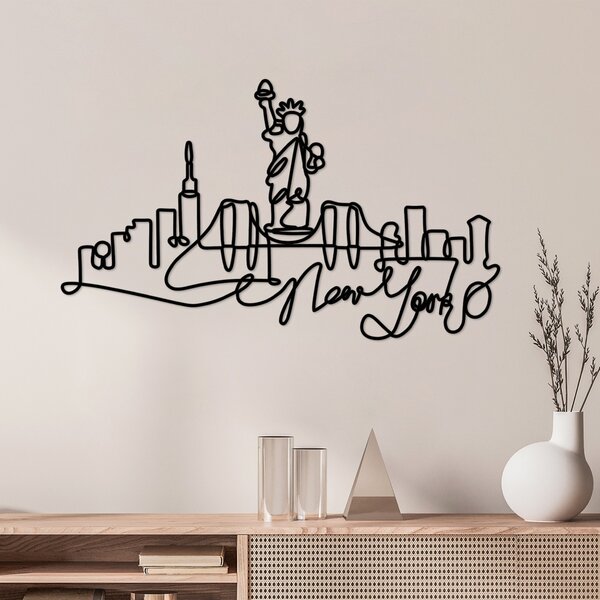 Μεταλλικός πίνακας Newyork Μαύρο 120x67x1.5 cm