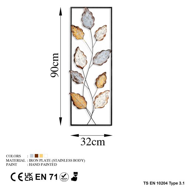 Μεταλλικός πίνακας Fagus Πολύχρωμος 32x90 cm