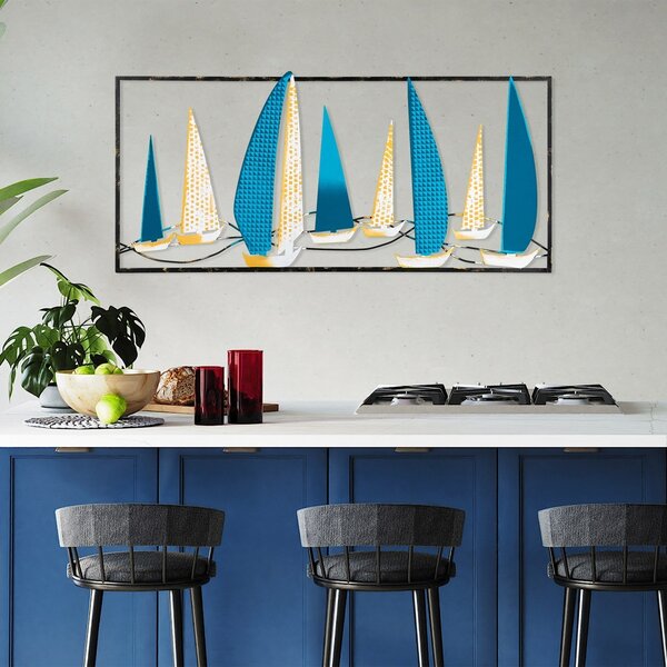Μεταλλικός πίνακας Yelkenli Πολύχρωμος 40x90 cm