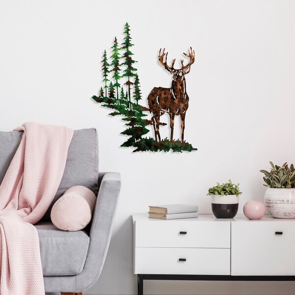Μεταλλικός πίνακας Deer Πολύχρωμος 65x79 cm