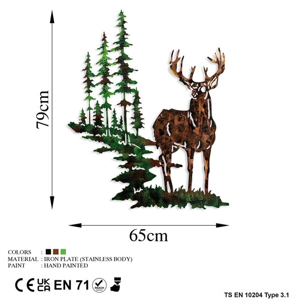 Μεταλλικός πίνακας Deer Πολύχρωμος 65x79 cm