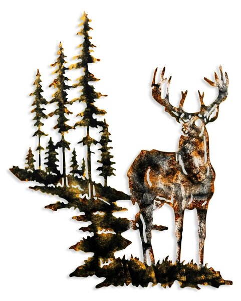 Μεταλλικός πίνακας Deer Πολύχρωμος 65x79 cm
