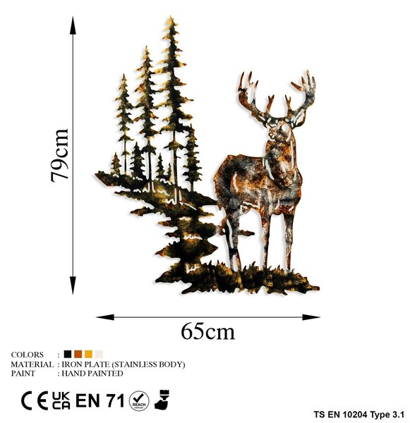 Μεταλλικός πίνακας Deer Πολύχρωμος 65x79 cm