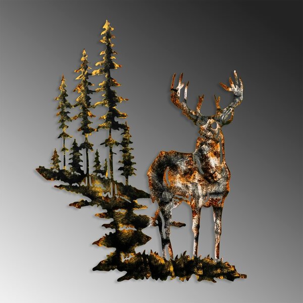 Μεταλλικός πίνακας Deer Πολύχρωμος 65x79 cm