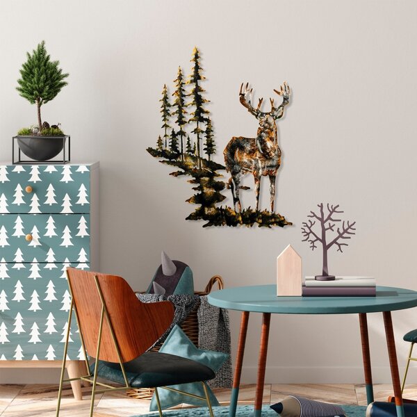 Μεταλλικός πίνακας Deer Πολύχρωμος 65x79 cm