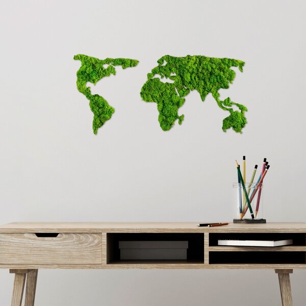 Πίνακας lemn licheni World Πράσινο 70x32 cm