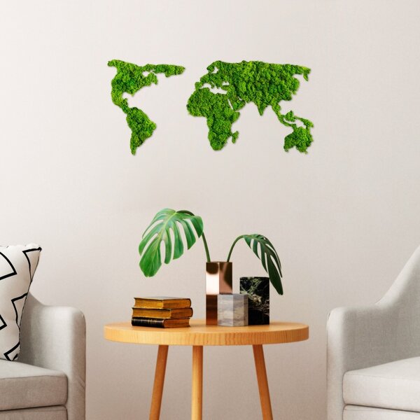 Πίνακας lemn licheni World Πράσινο 70x32 cm